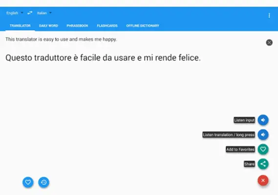 Translate Italian with Talking android App screenshot 1