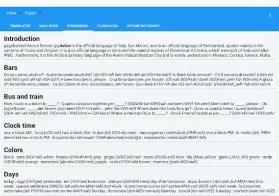 Translate Italian with Talking android App screenshot 2