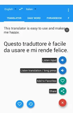 Translate Italian with Talking android App screenshot 4